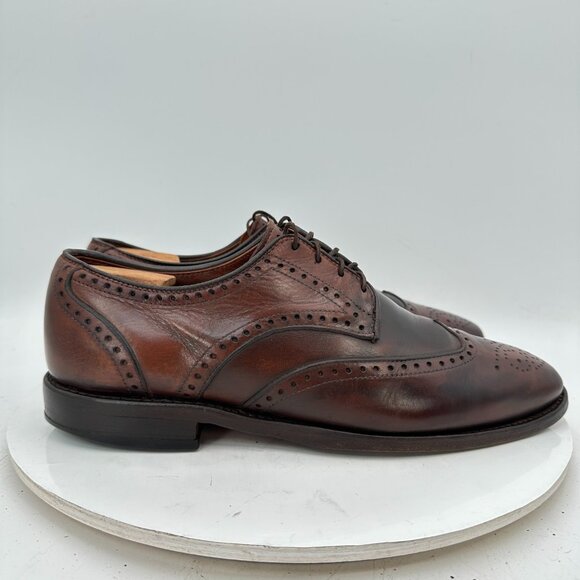 Allen Edmonds Hinsdale Men Size 8.5D Brown Leather Wingtip Derby Dress Shoes - Picture 4 of 12
